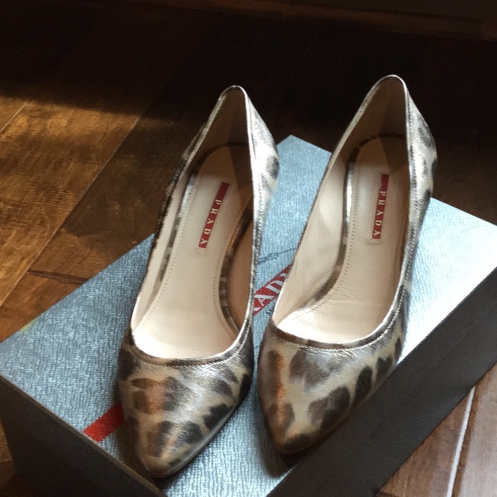 PRADA METALLIC LEOPARD PUMPS